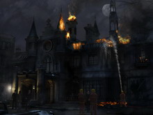 Black Mirror Castle steht in Flammen,<br>die Polizei hält Darren für den Brandstifter